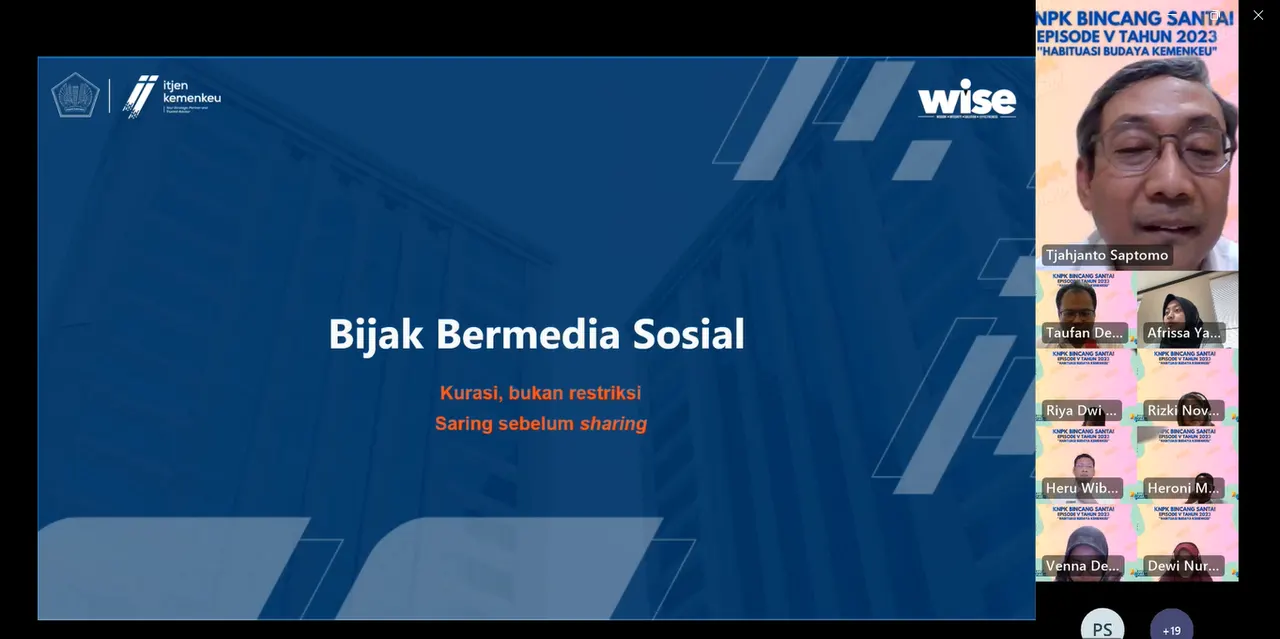 Pusdiklat KNPK Mengadakan kegiatan KNPK Bincang Santai (KNPK BiSa) Episode 5 bertema tema "Habituasi Budaya Kemenkeu"