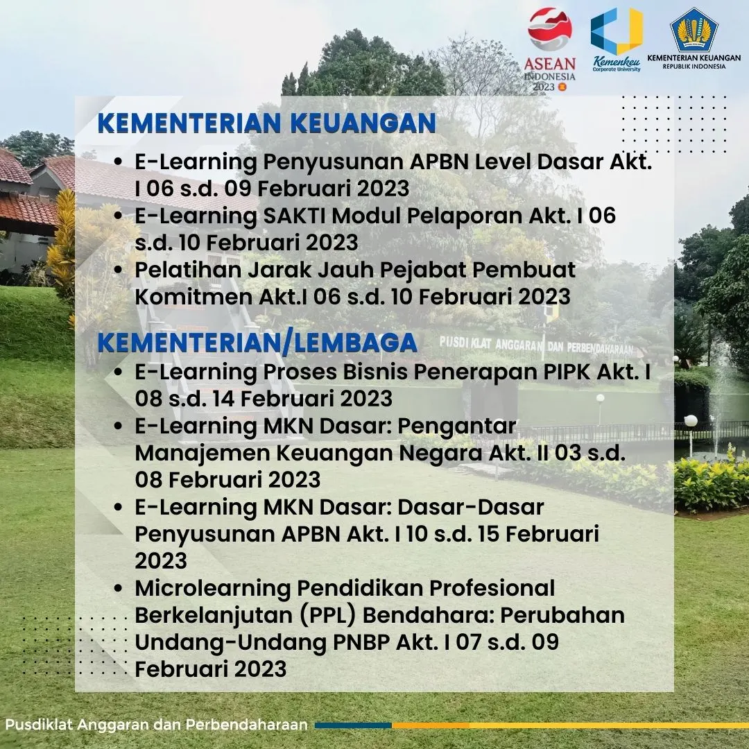 Rencana Pelatihan 6 s.d. 10 Februari 2023