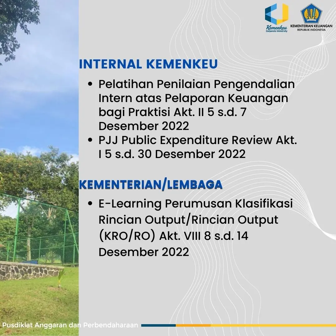 Rencana Pelatihan 5 s.d. 9 Desember 2022
