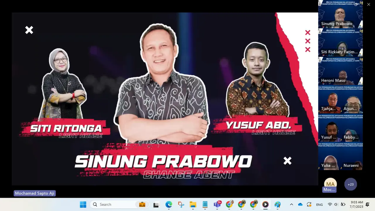Pusdiklat KNPK melakukan Launching Tim Change Agent Pusdiklat KNPK Tahun 2023 dan Sosialisasi Program Kerja Tim Change Agent Tahun 2023