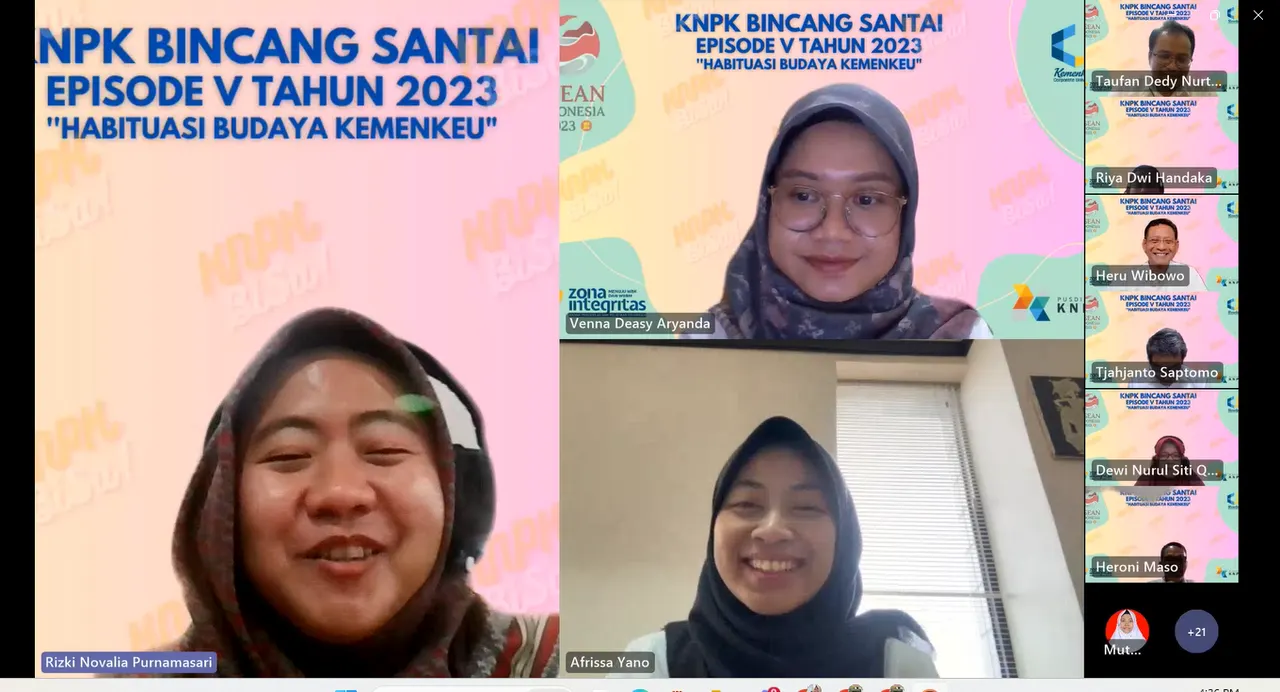 Pusdiklat KNPK Mengadakan kegiatan KNPK Bincang Santai (KNPK BiSa) Episode 5 bertema tema "Habituasi Budaya Kemenkeu"