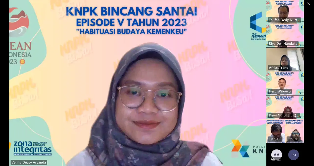 Pusdiklat KNPK Mengadakan kegiatan KNPK Bincang Santai (KNPK BiSa) Episode 5 bertema tema "Habituasi Budaya Kemenkeu"