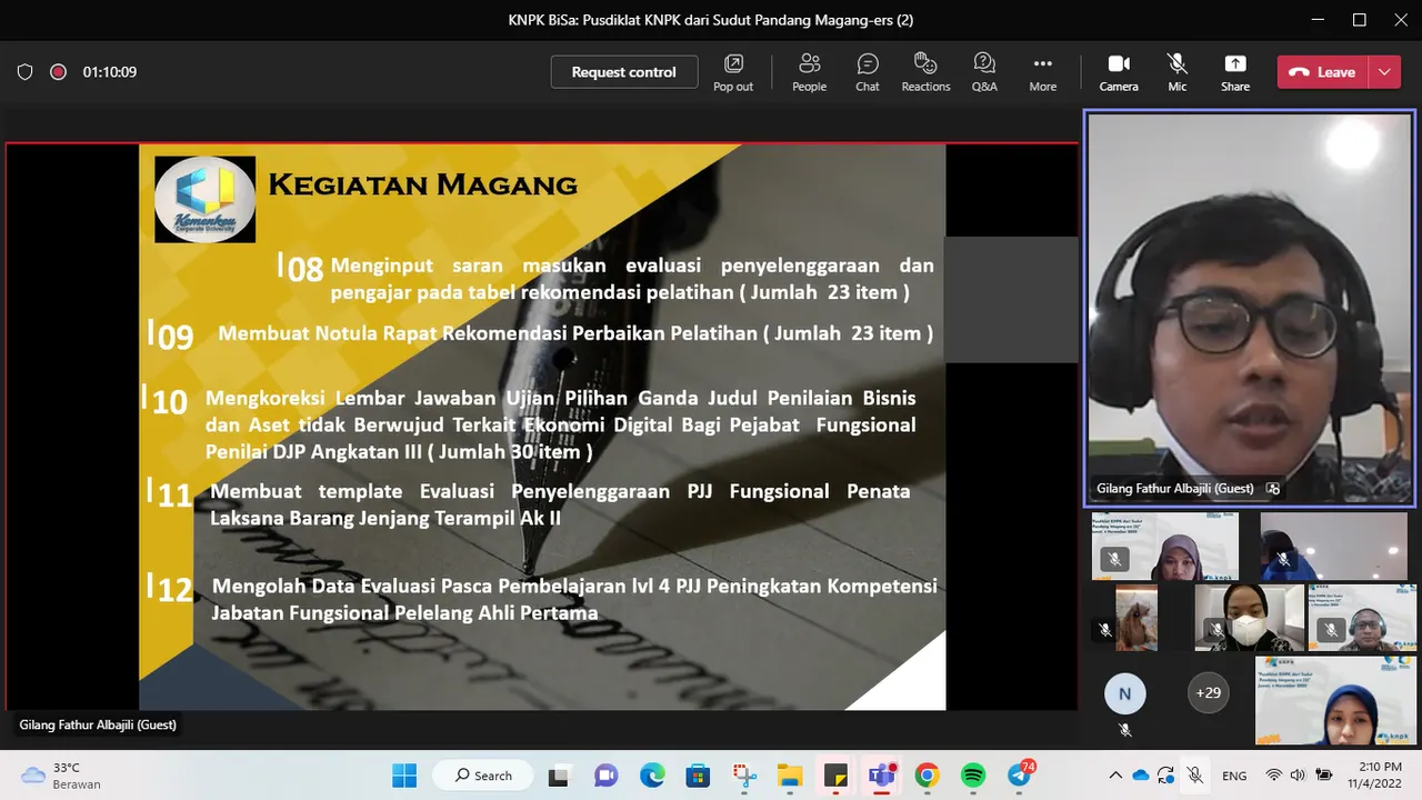 Pusdiklat KNPK Adakan KNPK BiSa: Pusdiklat KNPK dari Sudut Pandang Magang-ers Episode ke-2
