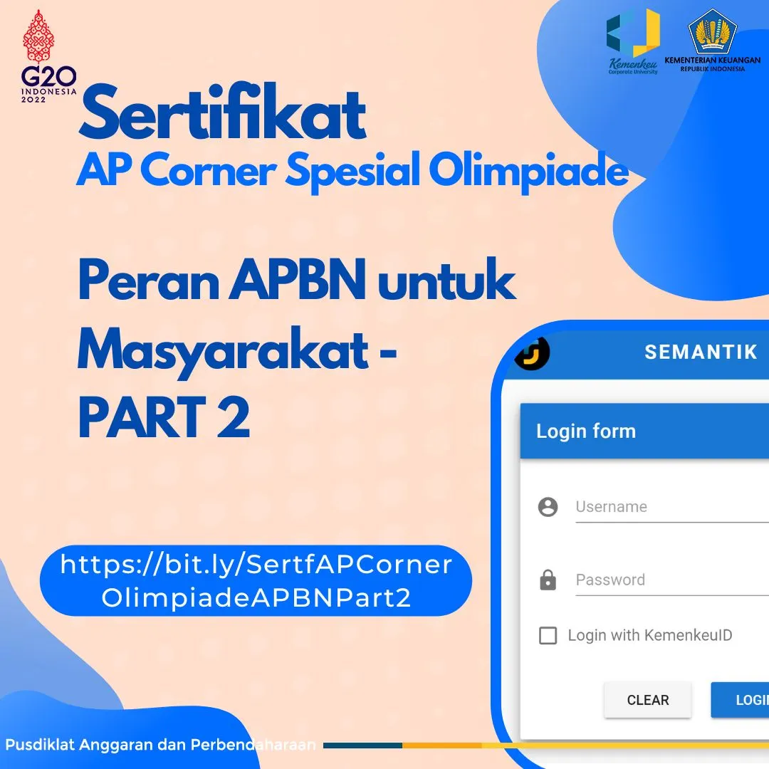 Sertifikat AP Corner Special Olimpiade APBN 2022 Part II : Peran APBN untuk Masyarakat - PART 2