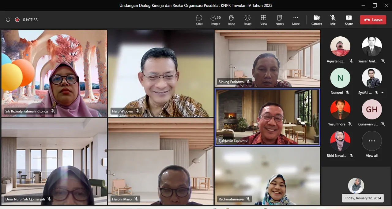 Pusdiklat KNPK menyelenggarakan Dialog Kinerja dan Risiko Organisasi (DKRO) Pusdiklat KNPK Triwulan IV Tahun 2023