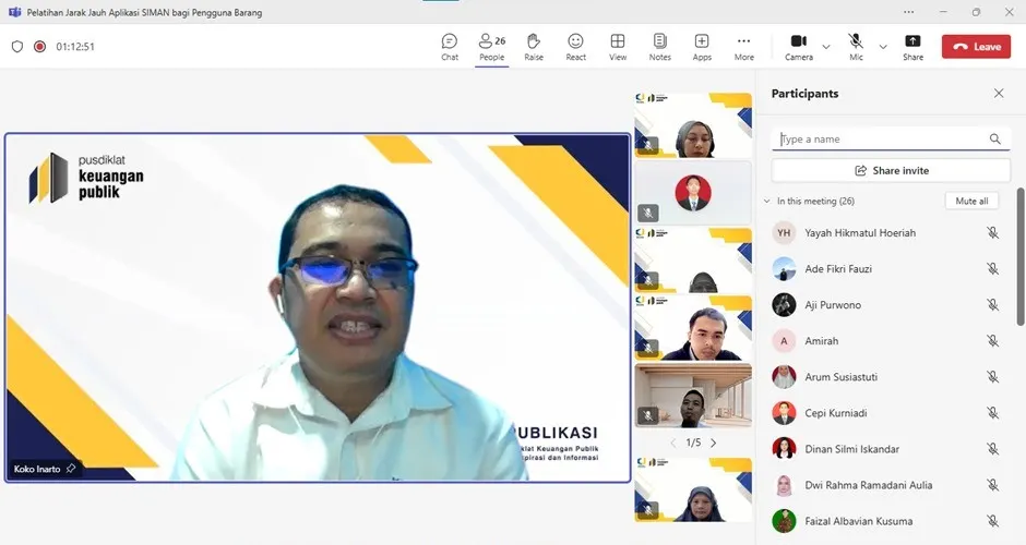 Pembukaan Pelatihan Jarak Jauh Aplikasi SIMAN Pengguna Barang