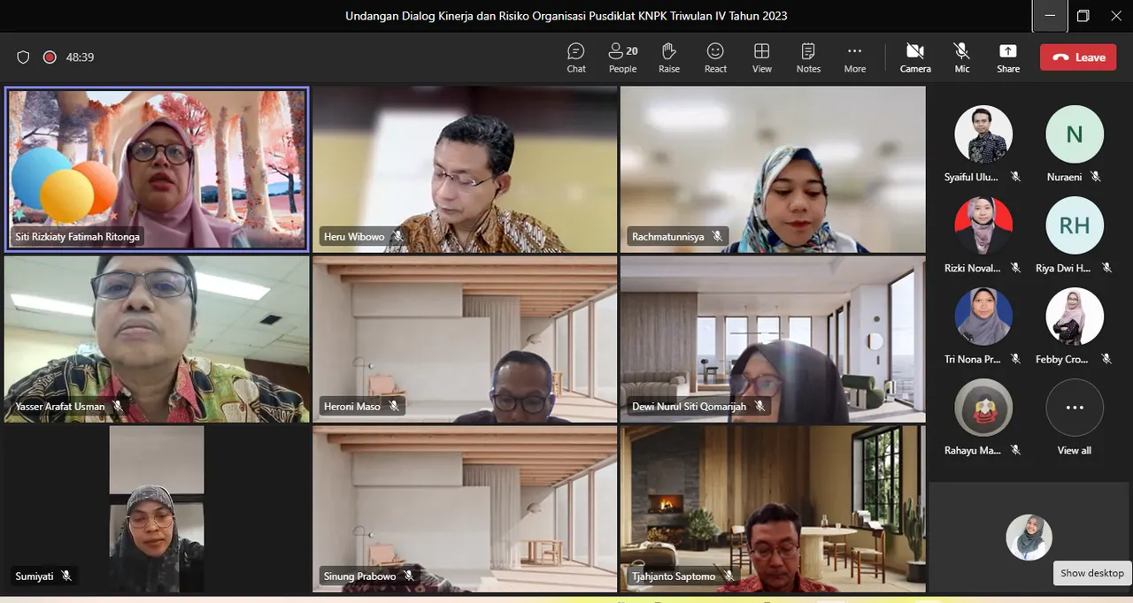 Pusdiklat KNPK menyelenggarakan Dialog Kinerja dan Risiko Organisasi (DKRO) Pusdiklat KNPK Triwulan IV Tahun 2023