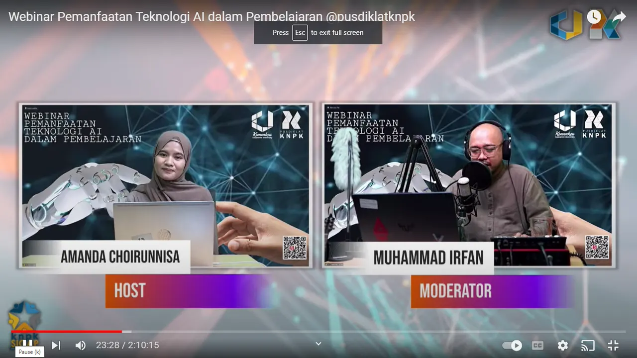 Pusdiklat KNPK menyelenggarakan Webinar Teknologi Pembelajaran Tahun 2023
