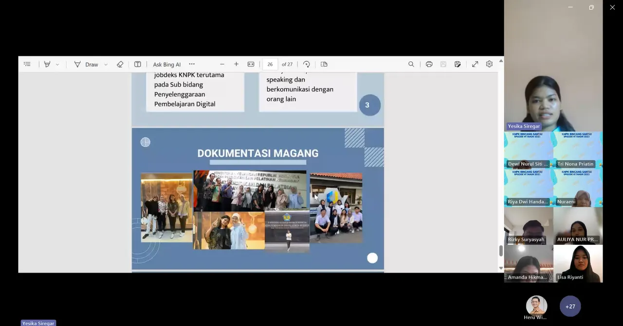 Pusdiklat KNPK menyelenggarakan KNPK Bincang Santai (KNPK BiSa) Episode 6 "KNPK dari sudut pandang Magangers"