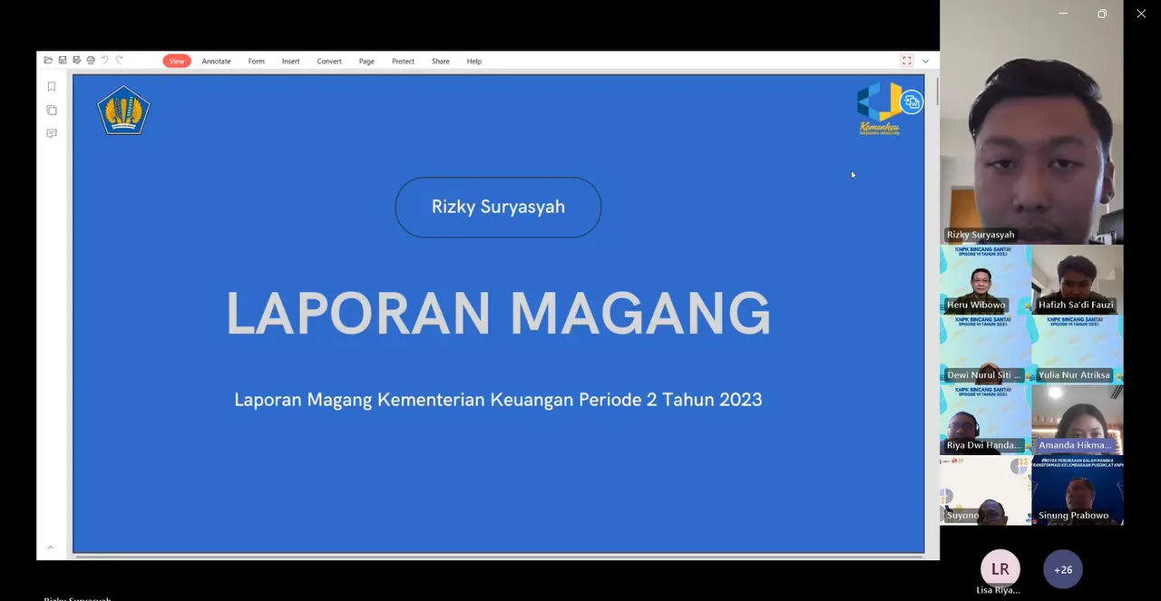 Pusdiklat KNPK menyelenggarakan KNPK Bincang Santai (KNPK BiSa) Episode 6 "KNPK dari sudut pandang Magangers"