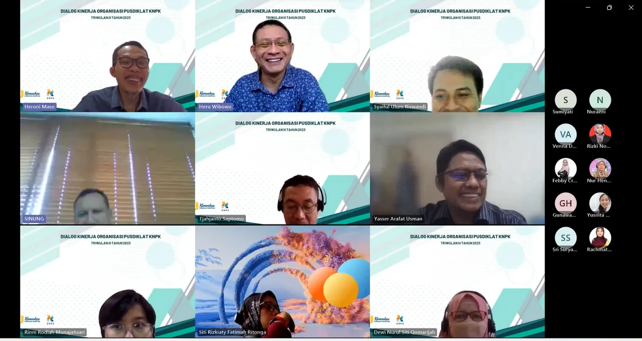 Pusdiklat KNPK menyelenggarakan Dialog Kinerja dan Risiko Organisasi (DKRO) Pusdiklat KNPK Triwulan III Tahun 2023