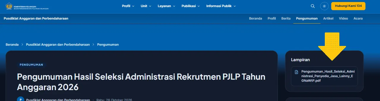 Petunjuk download pengumuman lolos administrasi