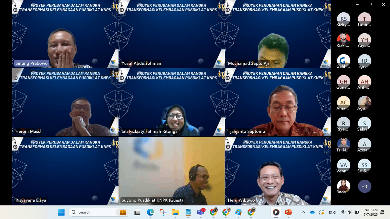 Pusdiklat KNPK melakukan Launching Tim Change Agent Pusdiklat KNPK Tahun 2023 dan Sosialisasi Program Kerja Tim Change Agent Tahun 2023