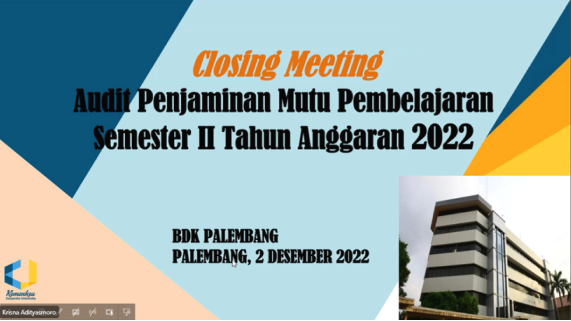 Pelaksanaan Penjaminan Mutu Pembelajaran Semester II Balai Diklat Keuangan Palembang Tahun Anggaran 2022