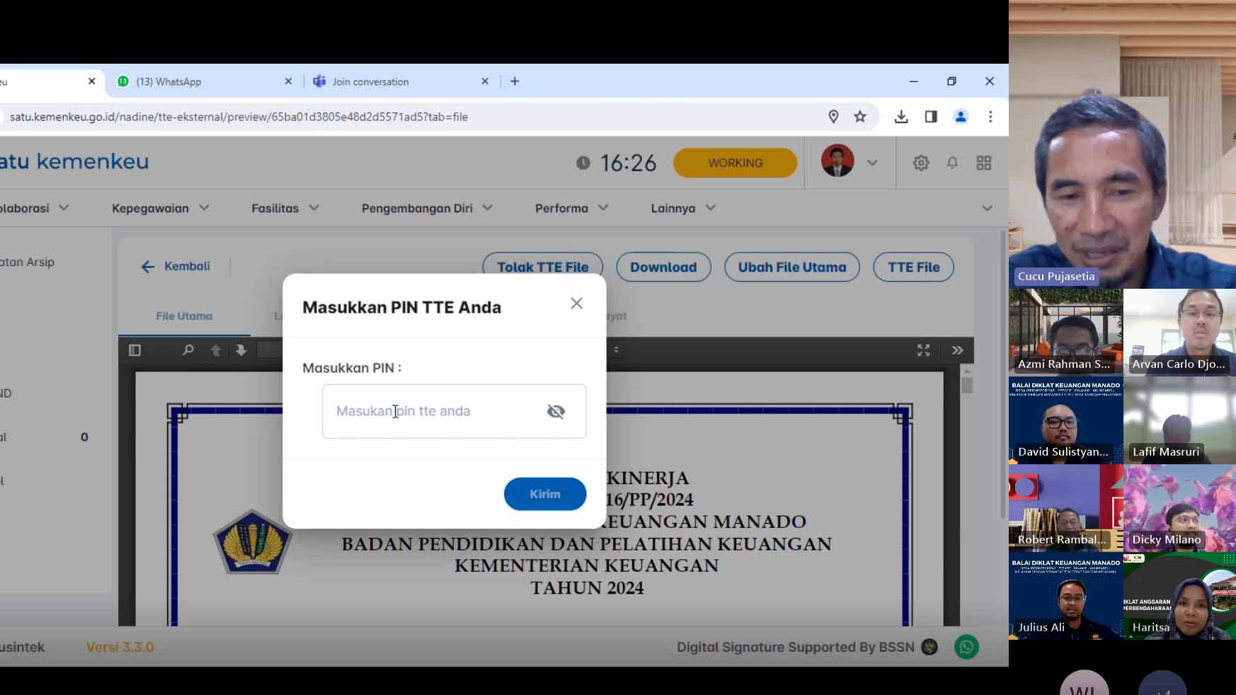 Penandatanganan Kontrak Kinerja dan Piagam Risiko BDK Manado 2024