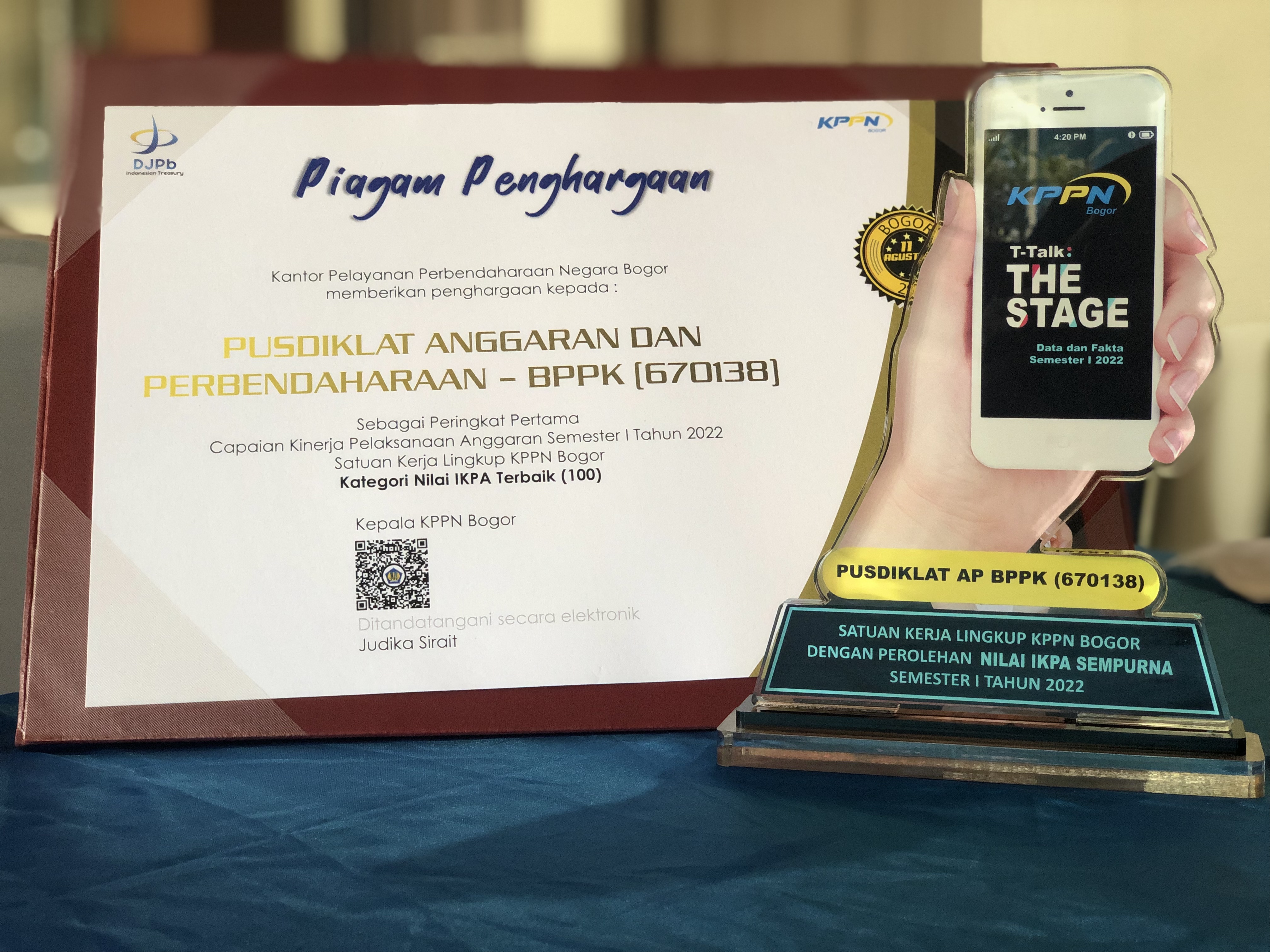 Peringkat Pertama Capaian Kinerja Pelaksanaan Anggaran Semester I Tahun 2022 Satuan Kerja Lingkup KPPN Bogor