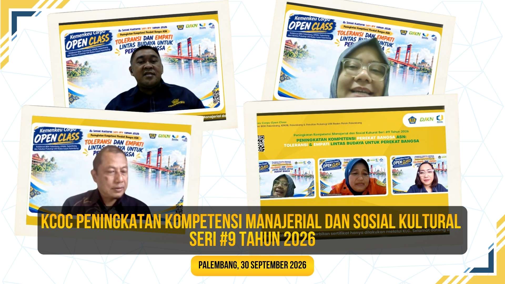 Perkuat Kompetensi Perekat Bangsa, BDK Palembang gelar Kemenkeu CorpU Open Class (KCOC) Seri Kesembilan