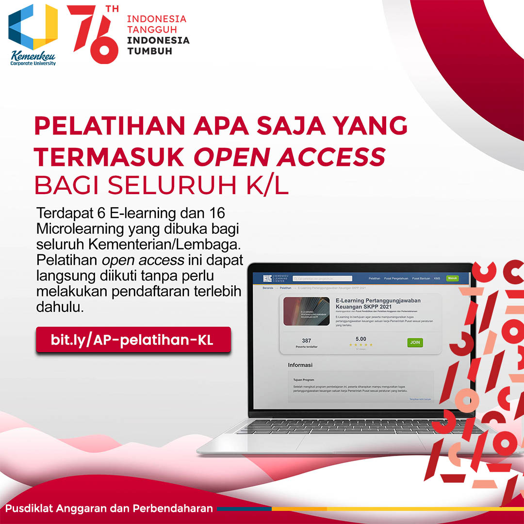 Jenis pelatihan open access yang dibuka untuk seluruh K/L